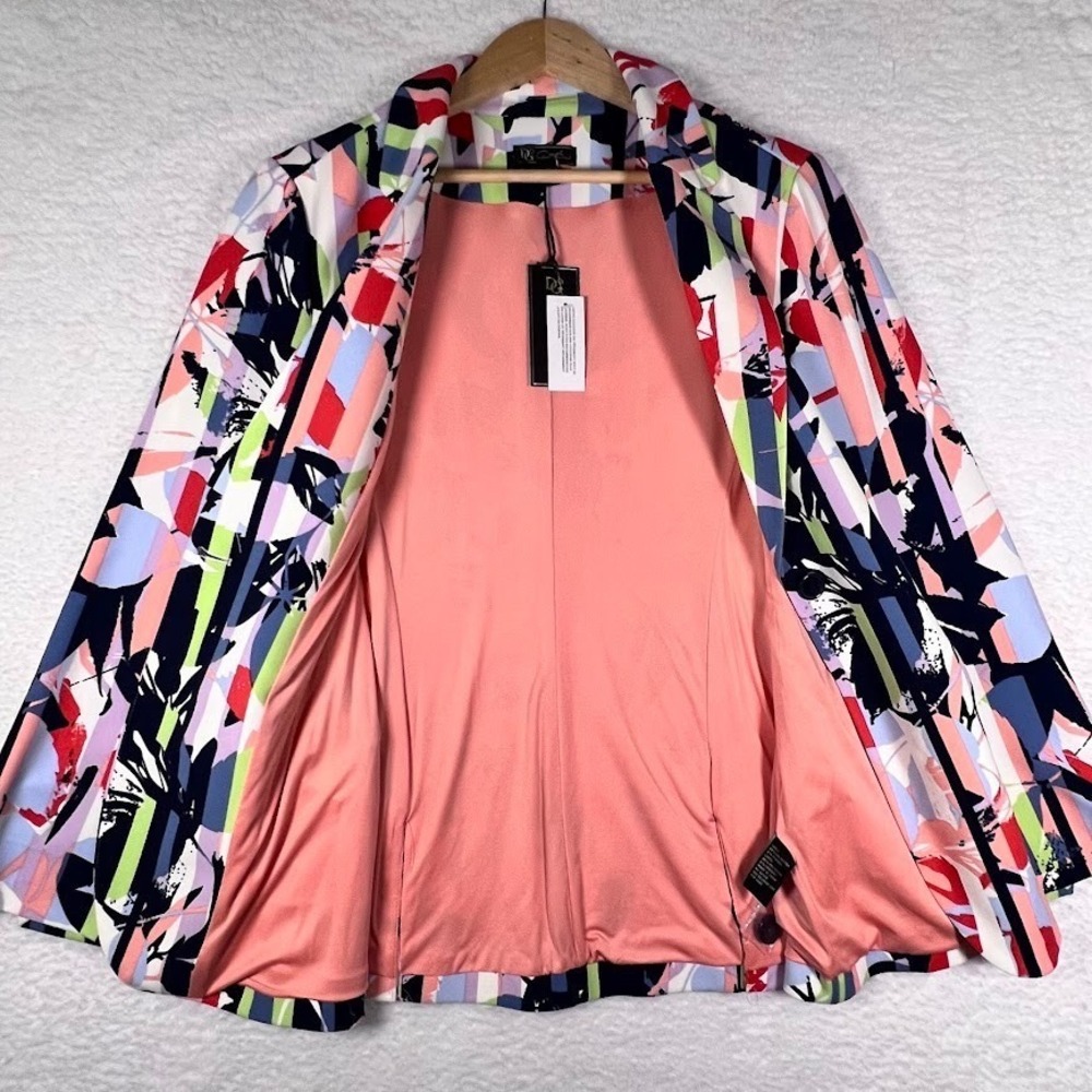 DG2 Abstract Print Blazer XL Colorful Statement Career Teacher Chic Jacket - Picture 5 of 12